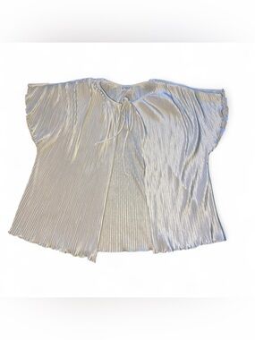 Vintage festival fairyCinema etoile white pleated short sleeve blouse tie front🫧